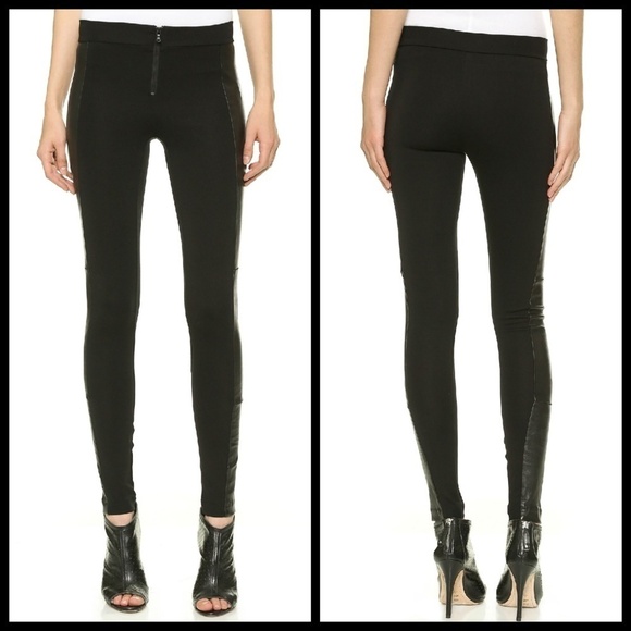 💕ALICE + OLIVIA💕 Front Zip Legging with Leather Side Panels Black 8 - Picture 4 of 8